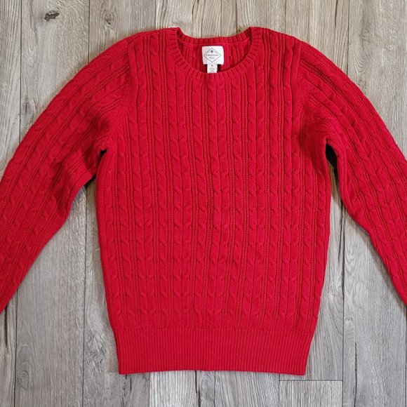 St Johns Bay Red Cable Knit Sweater Size M - Picture 1 of 6